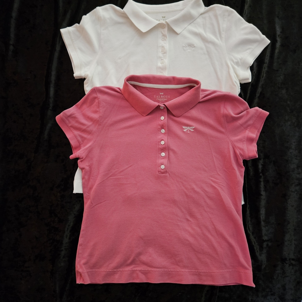 Set of 2 Talbots Pink & White Polo Shirts
